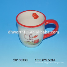 High quality ceramic coffee mugs with monkey decal printing